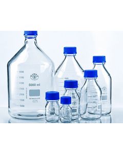 Qorpak 2000ml Graduated Clear Borosilicate Glass Media Bottle with GL45 Blue Screw Cap; QOR-274890